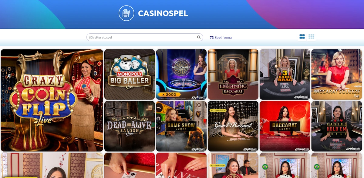 Slotstars Casino – skärmbild från casinots sajt